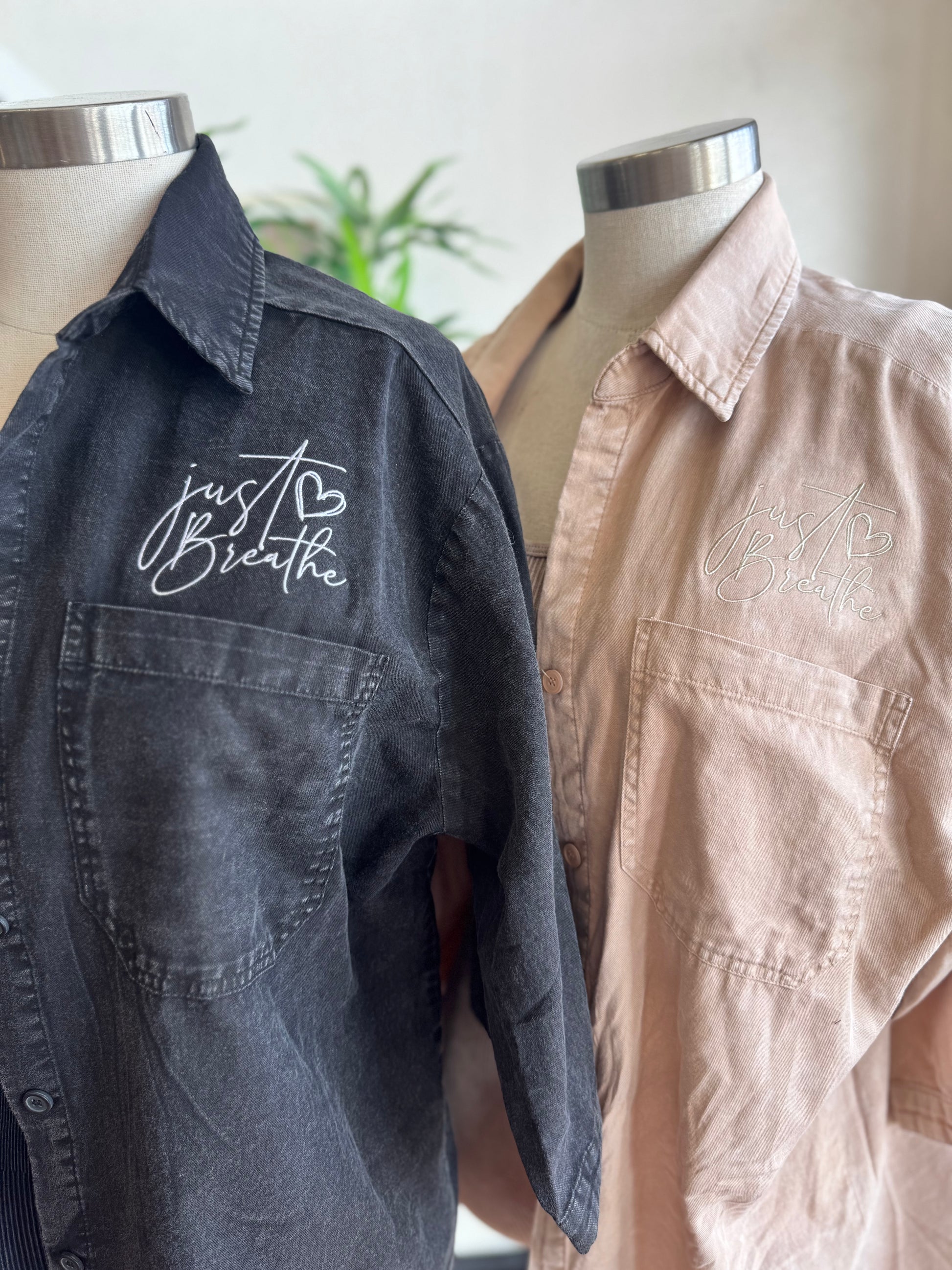 Just Breathe Button Up