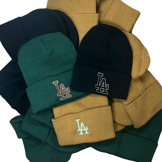 LA Beanie (black and forest green )