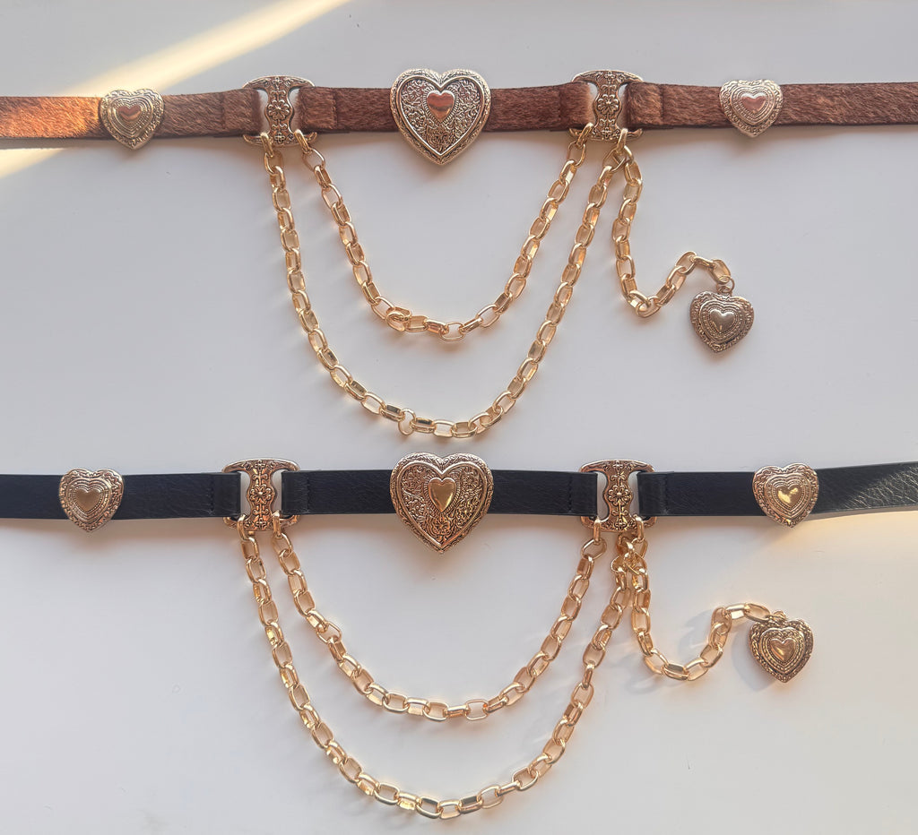 Heart Link & Charm Drape Belt