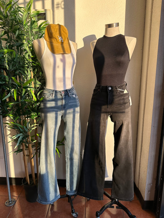 Wide leg denim with a stretch