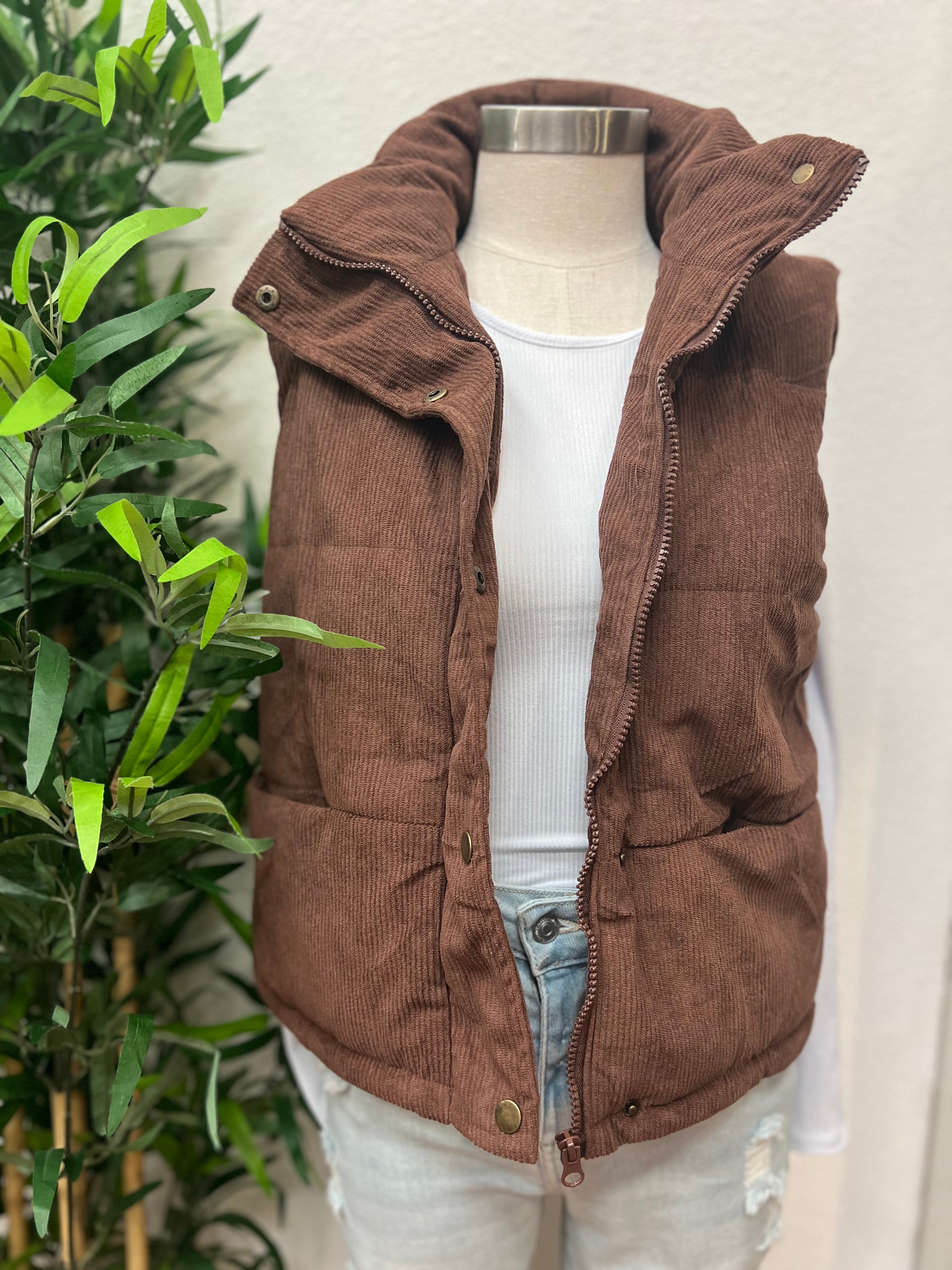 Corduroy Puffer Vest (3 colors)