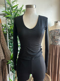 V-neck long sleeve double layered