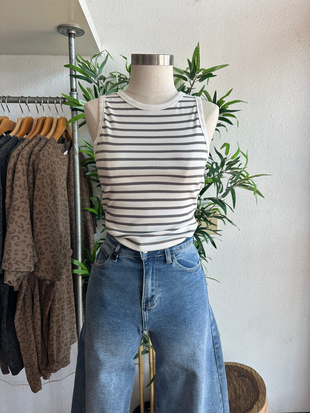 Stripe cotton rib top
