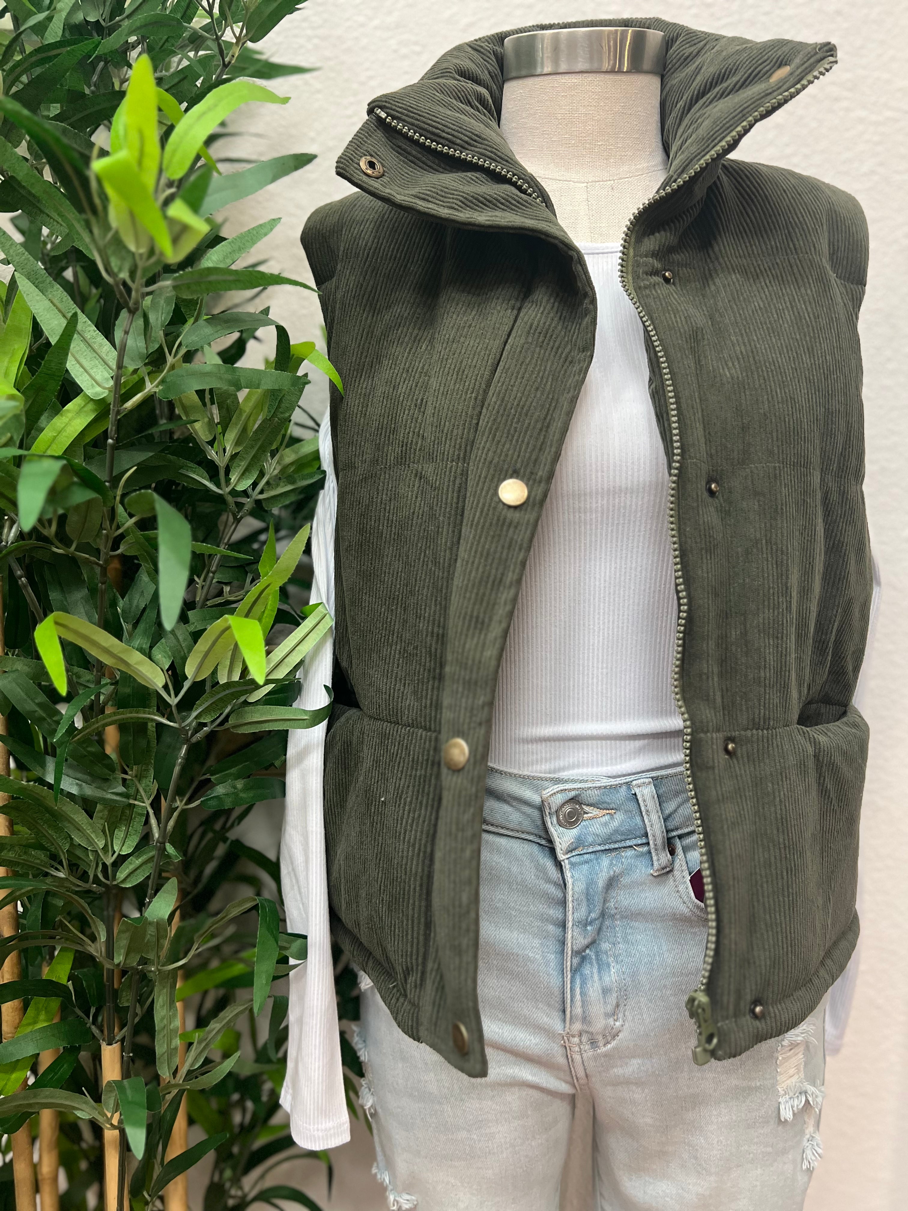Corduroy Puffer Vest (3 colors)