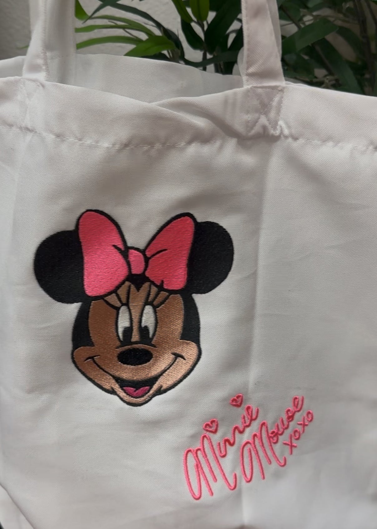 Embroidered mouse tote bag