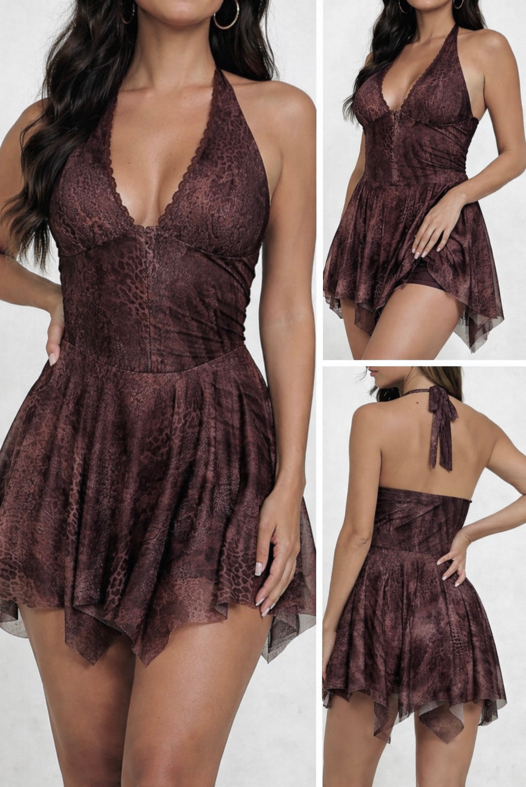 Animal Print Mesh Dress