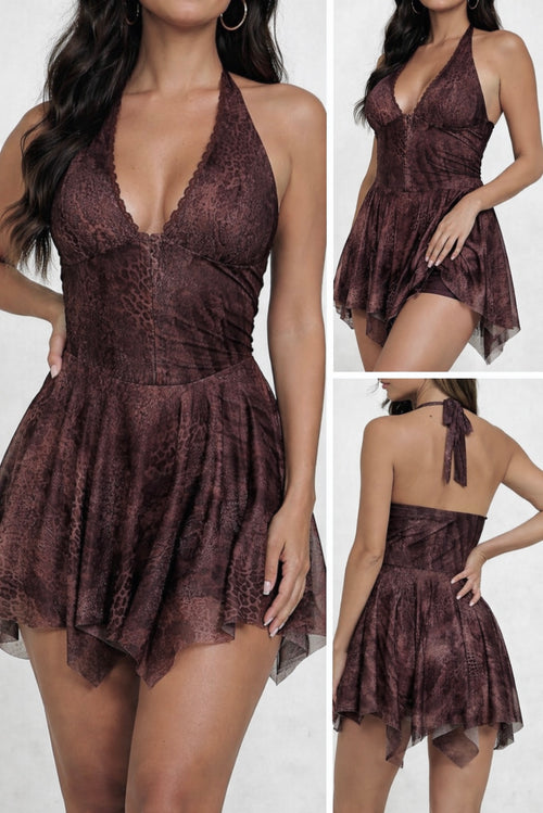 Animal Print Mesh Dress
