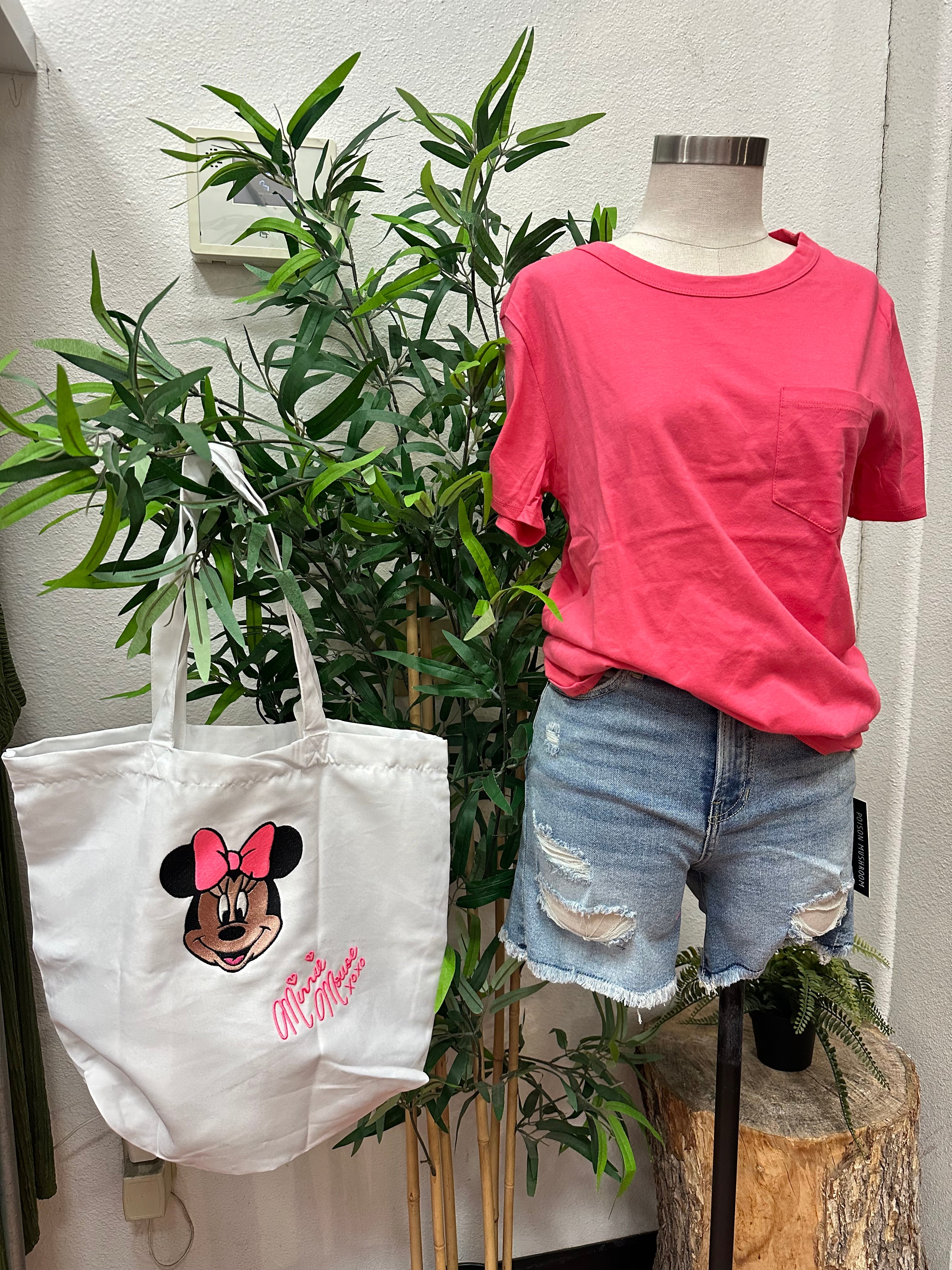 Embroidered mouse tote bag