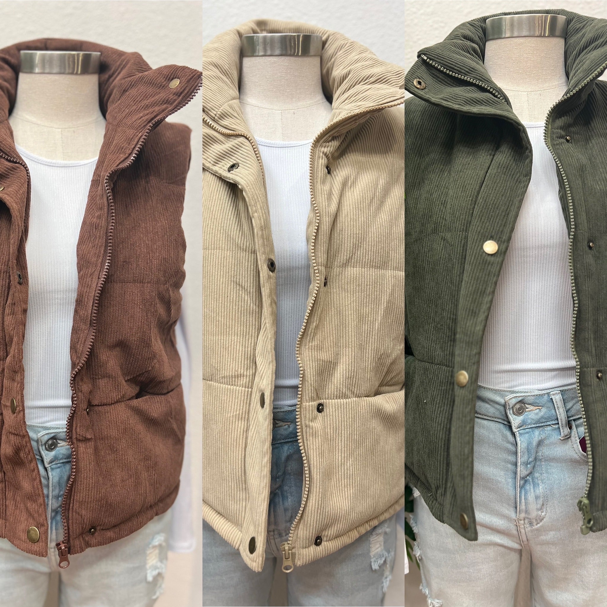 Corduroy Puffer Vest (3 colors)