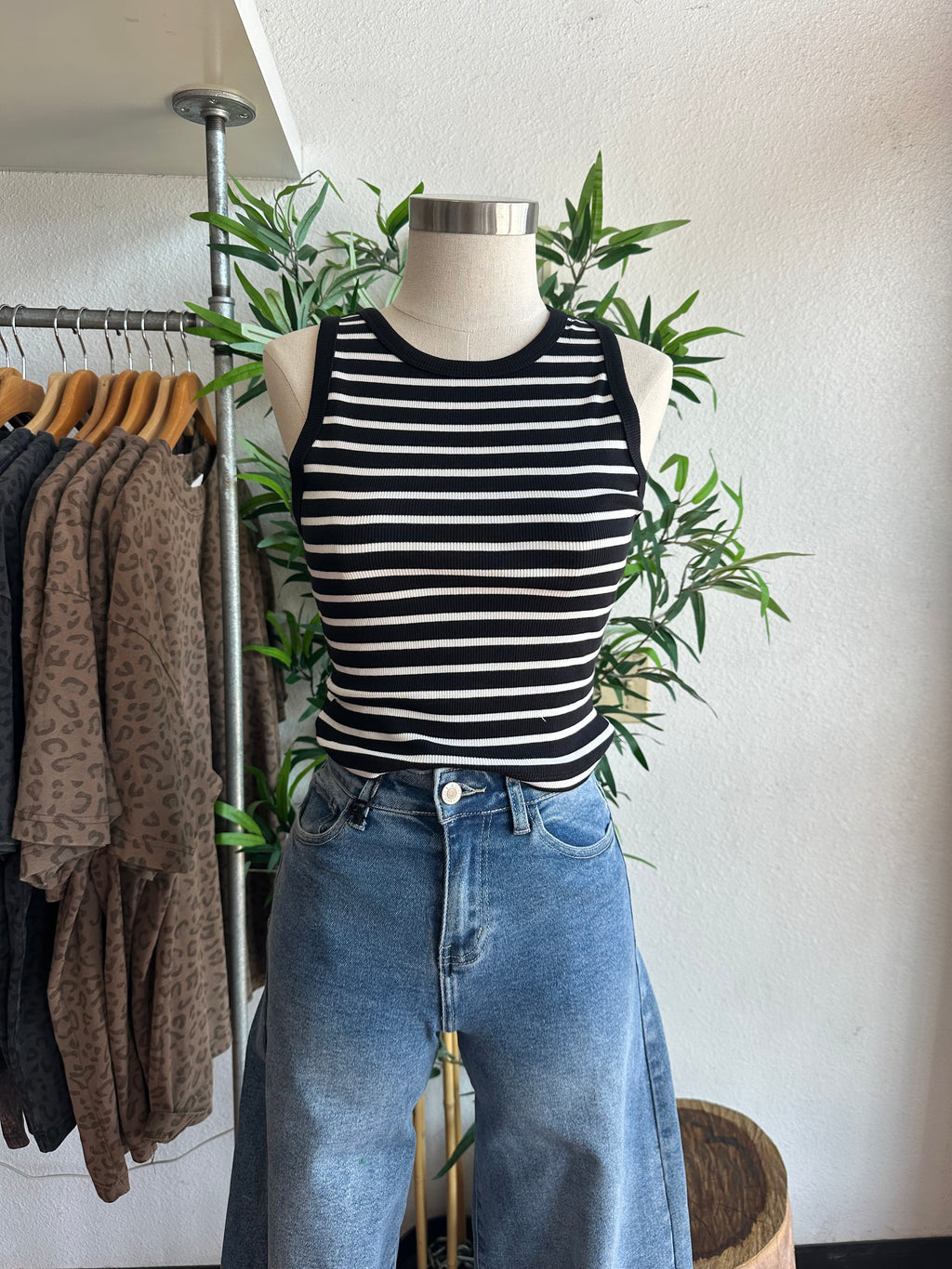 Stripe cotton rib top
