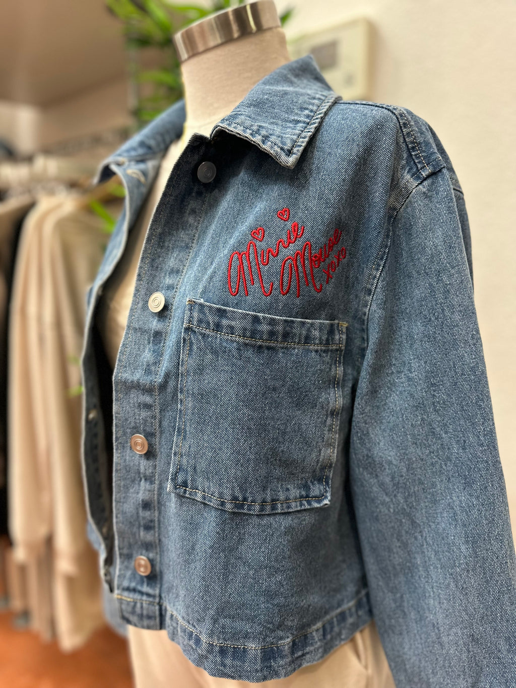 Mice love embroidered denim jacket