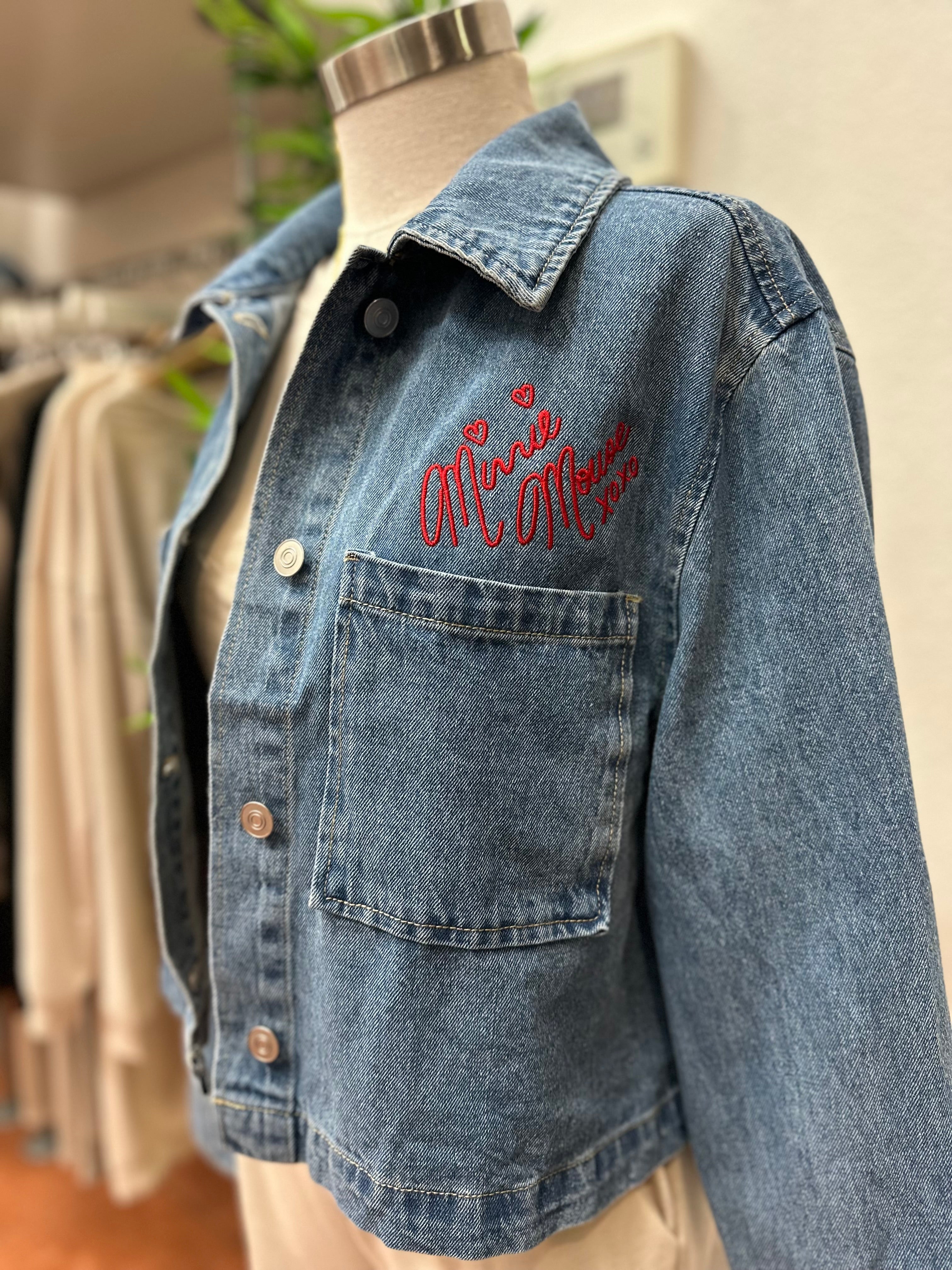 Mice love embroidered denim jacket
