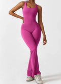 Sexy back flared jumpsuit (fushia)