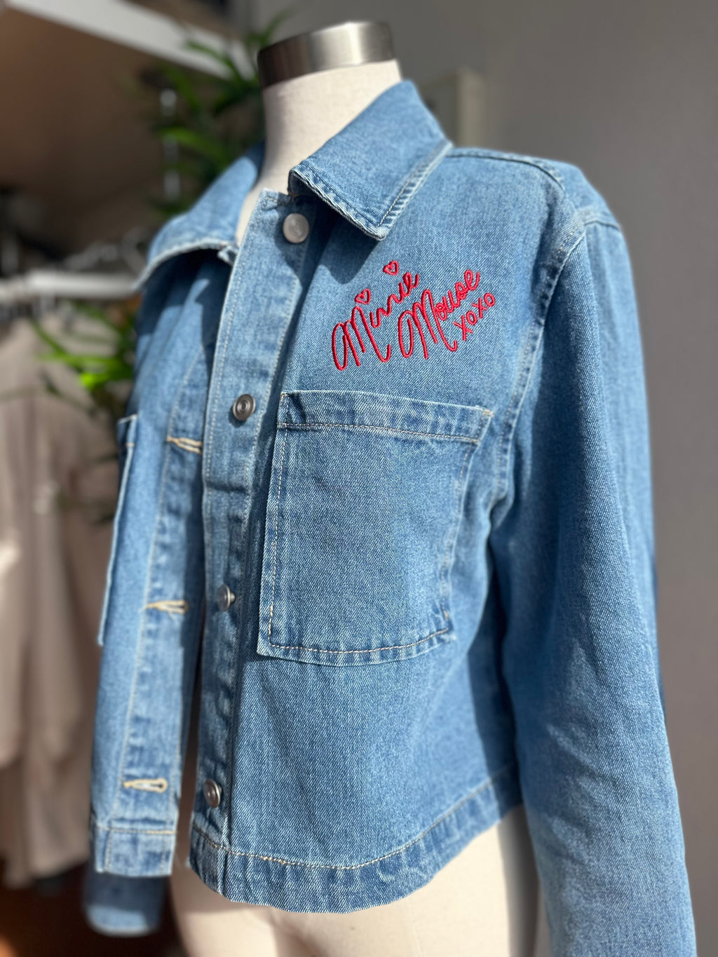 Mice love embroidered denim jacket
