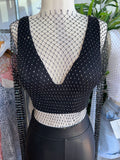 Black Rhinestone Fishnet Top