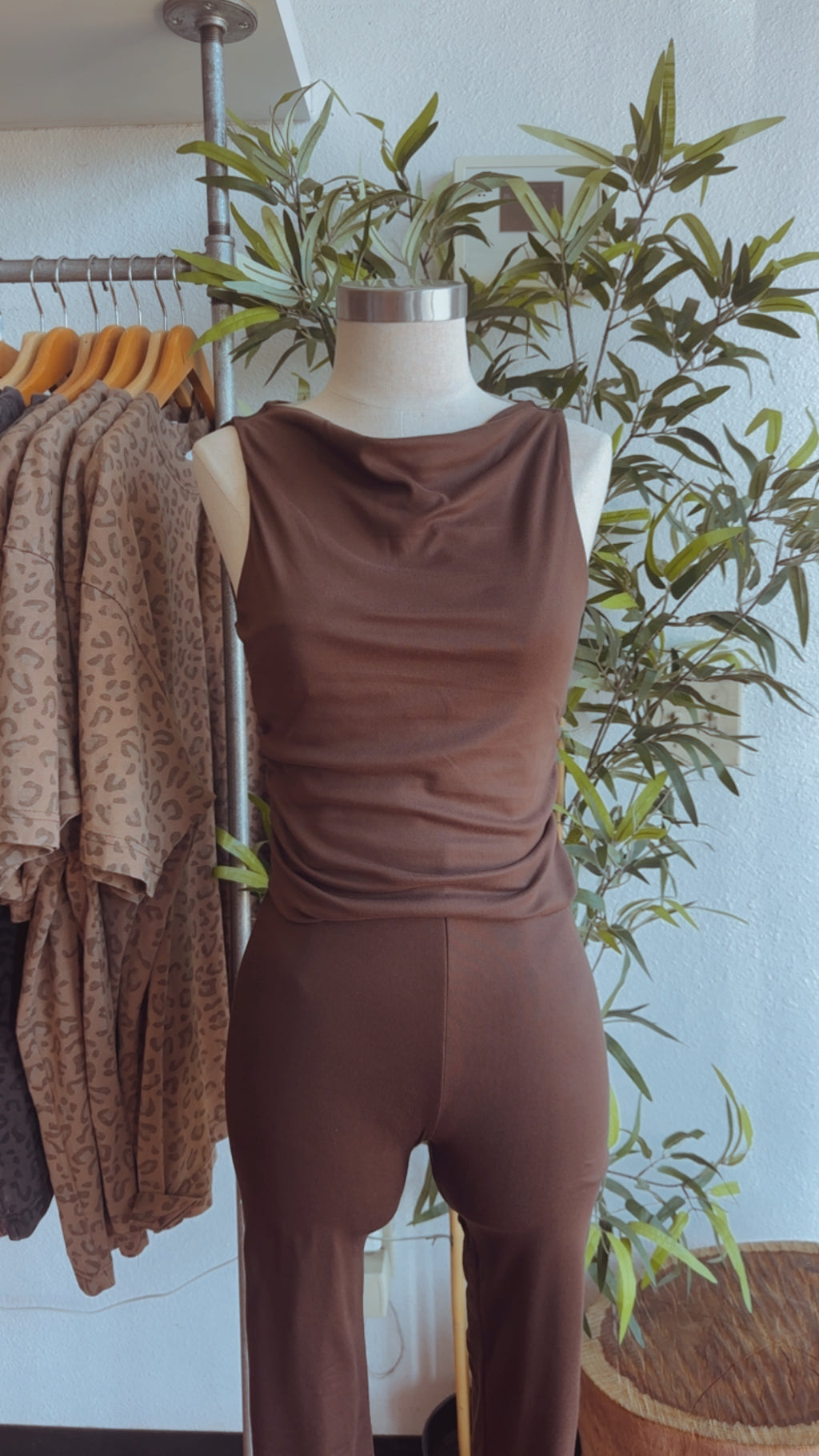 Cowl neck ruching side top