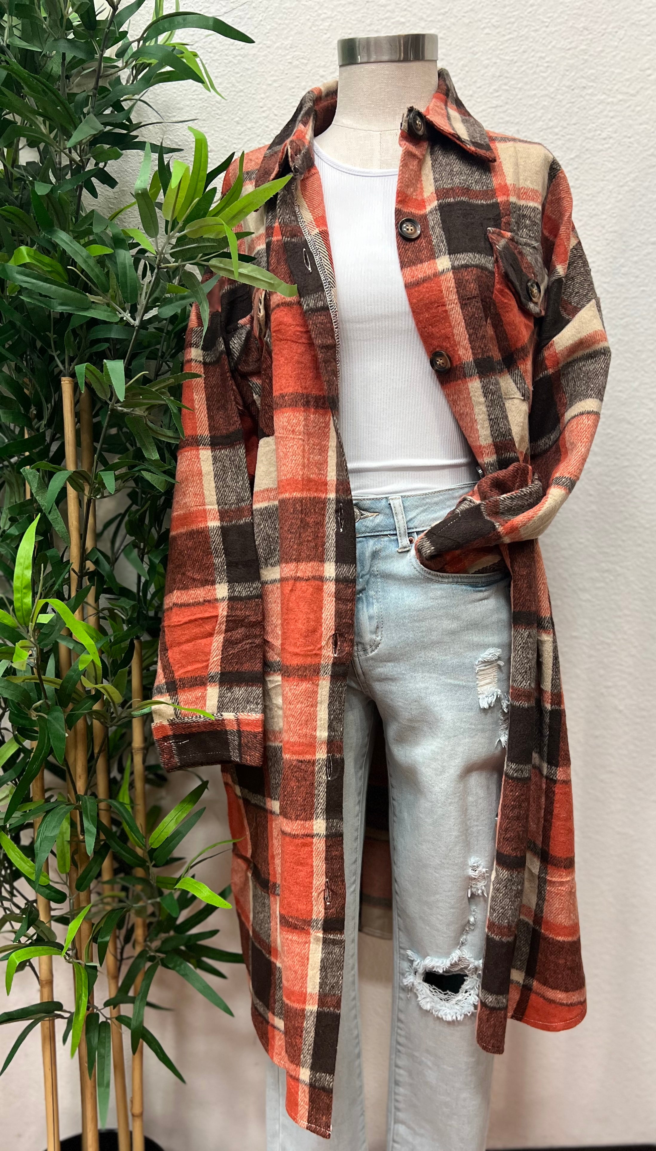 So long flannel Shacket (rust)