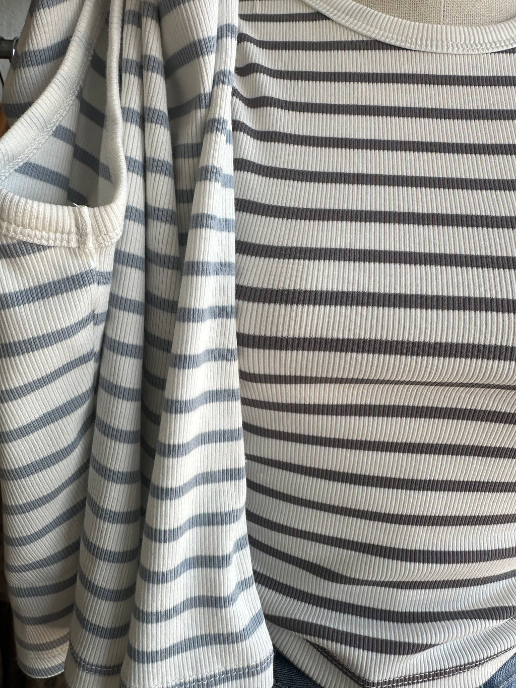 Stripe cotton rib top