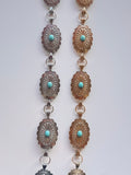 Western Oval Linked Concho Chain Belt (Turquoise Stones)