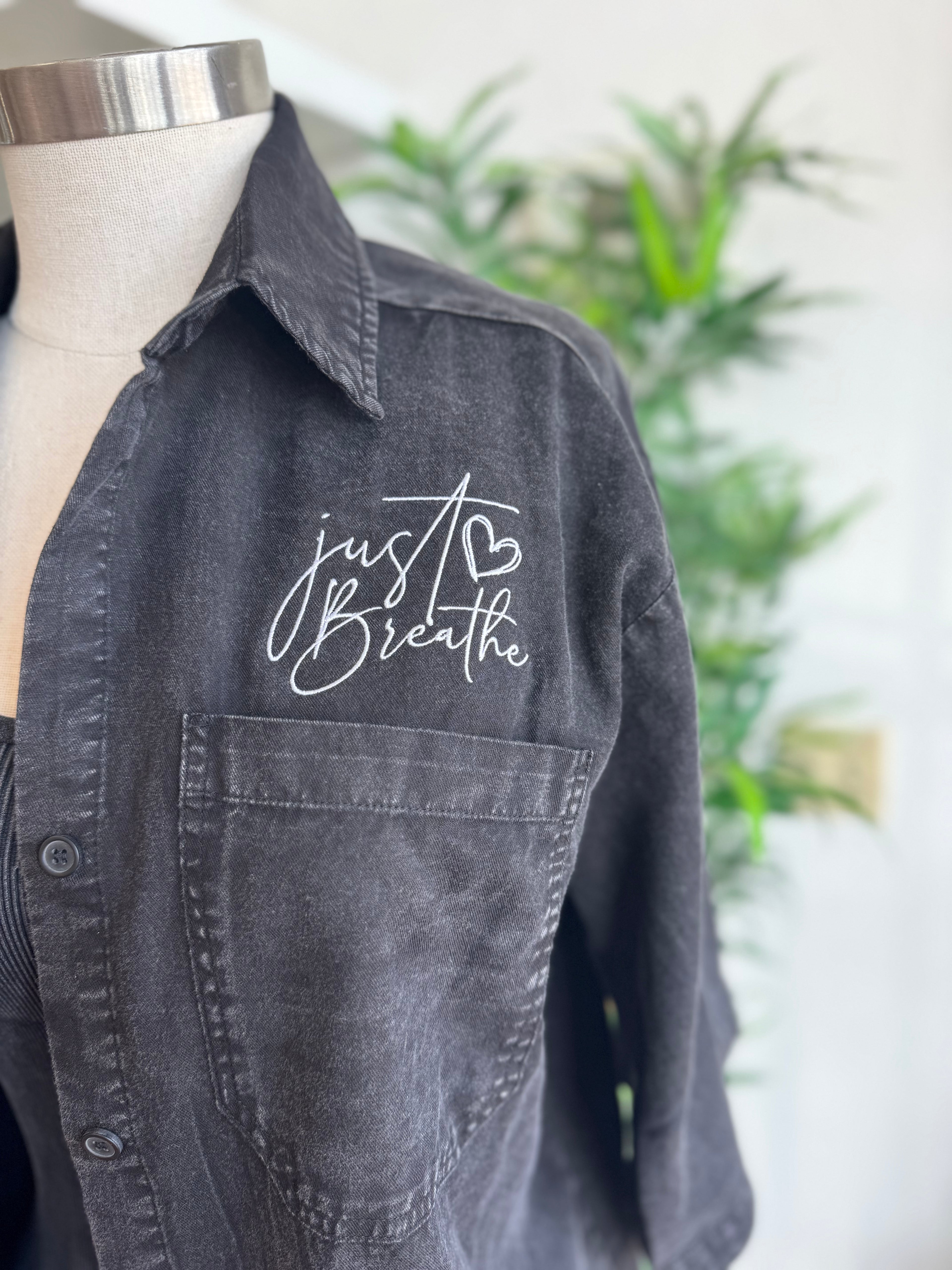 Just Breathe Button Up
