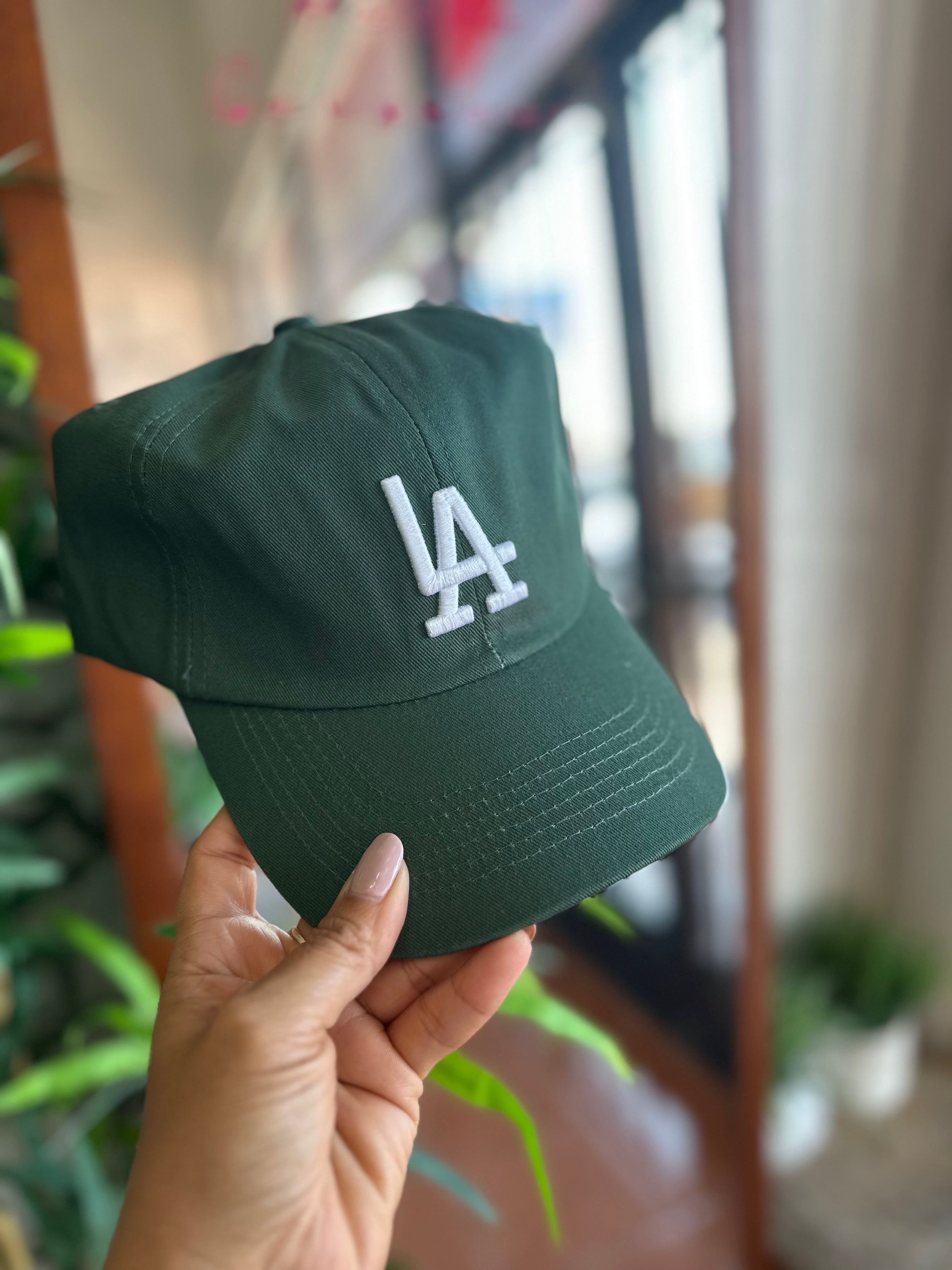 LA Hat White (forest green)
