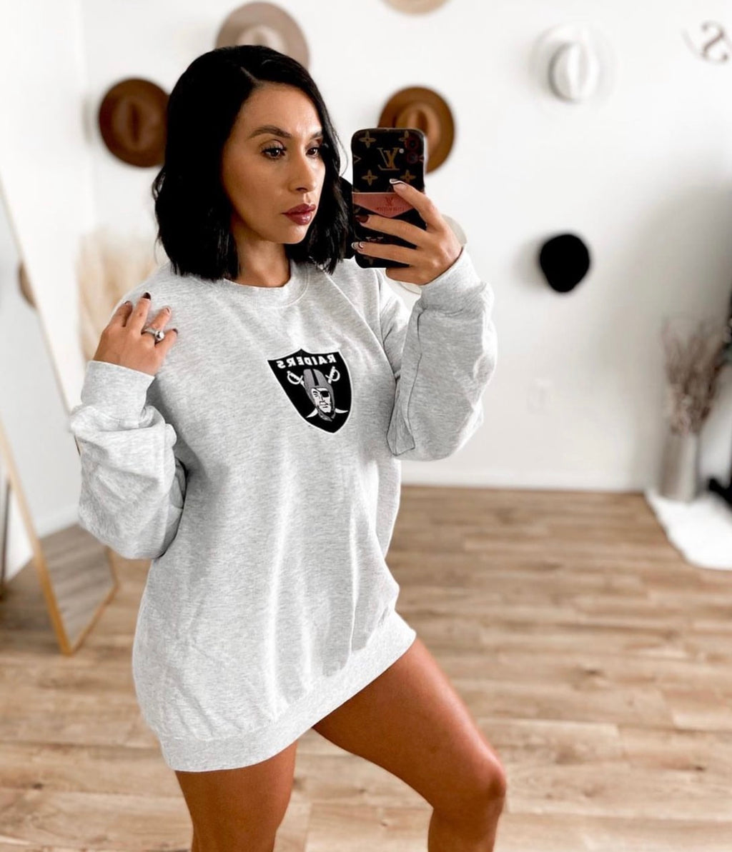 Silver and Black embroidered crewneck