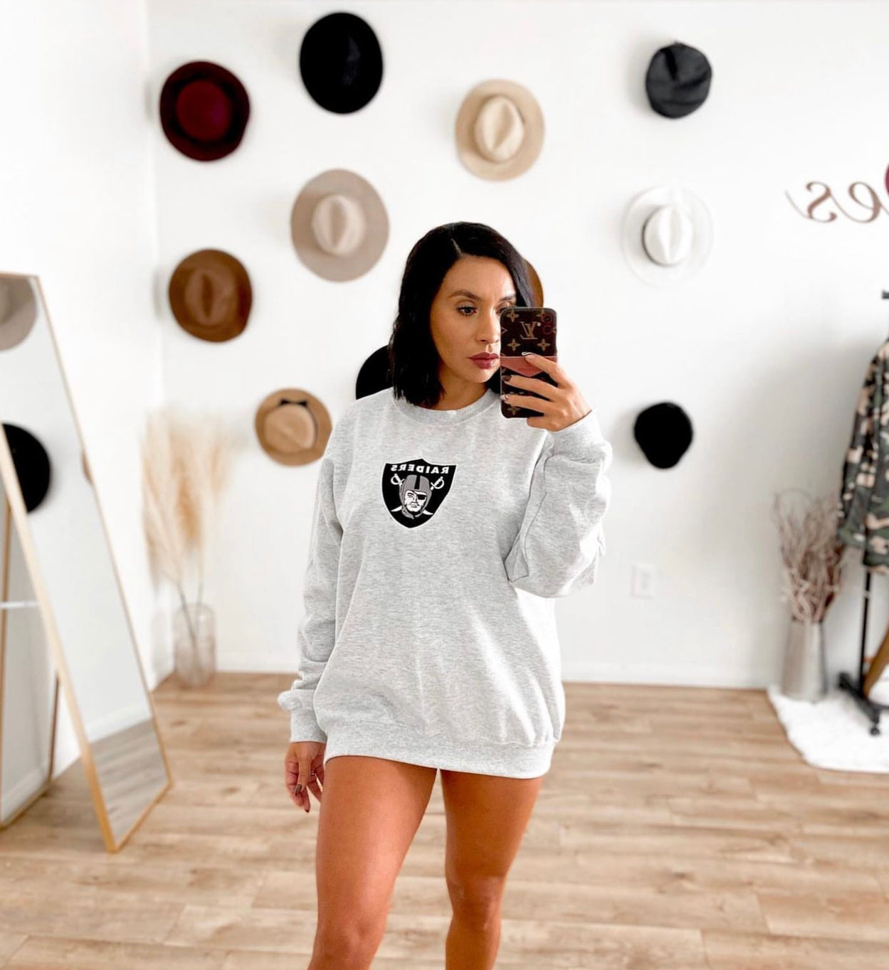 Silver and Black embroidered crewneck