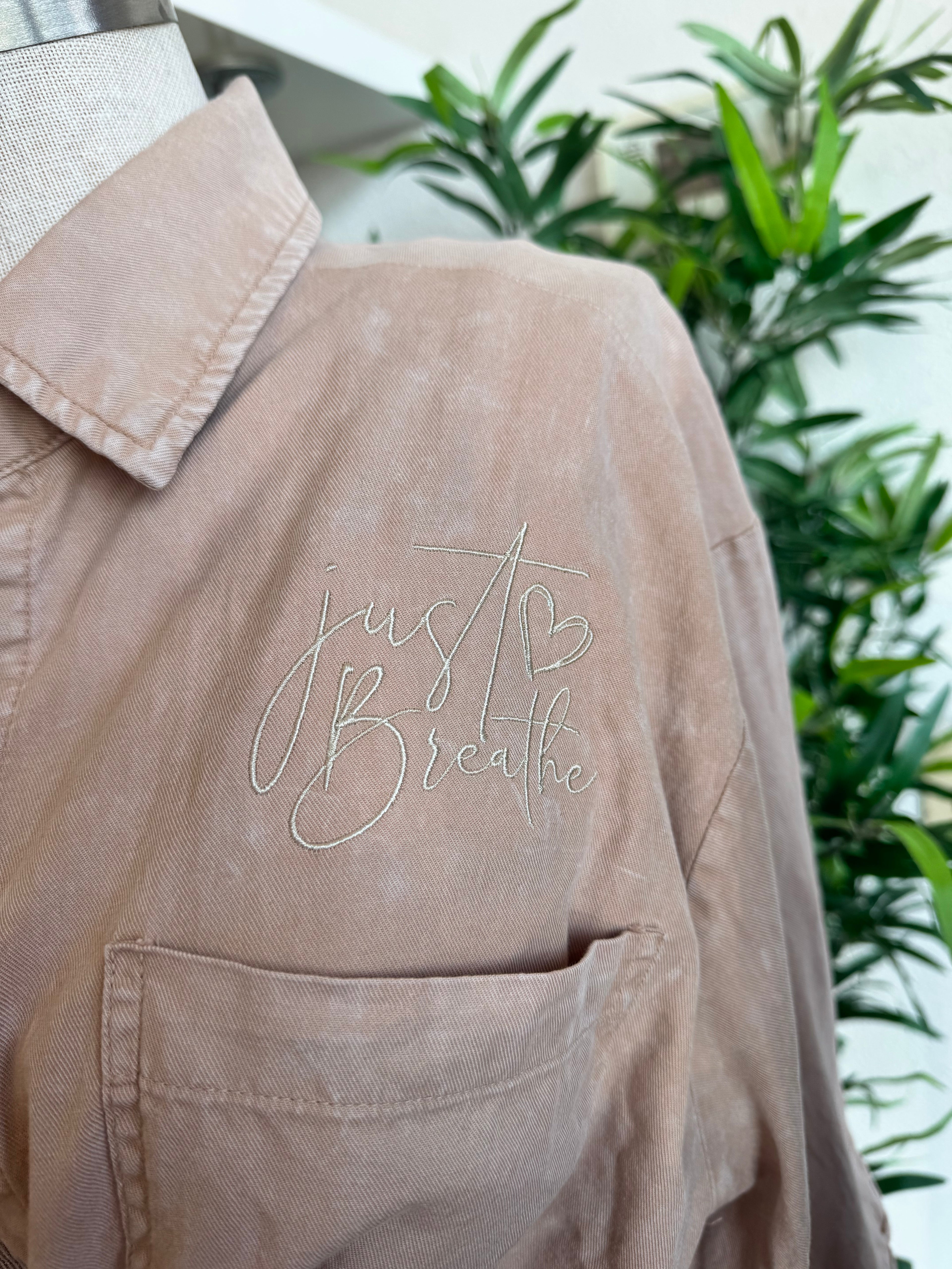 Just Breathe Button Up