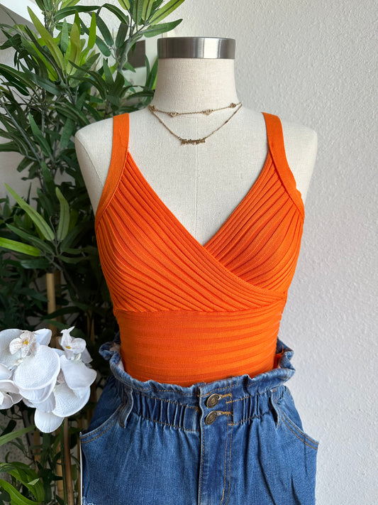 Ribbed cami top (orange)