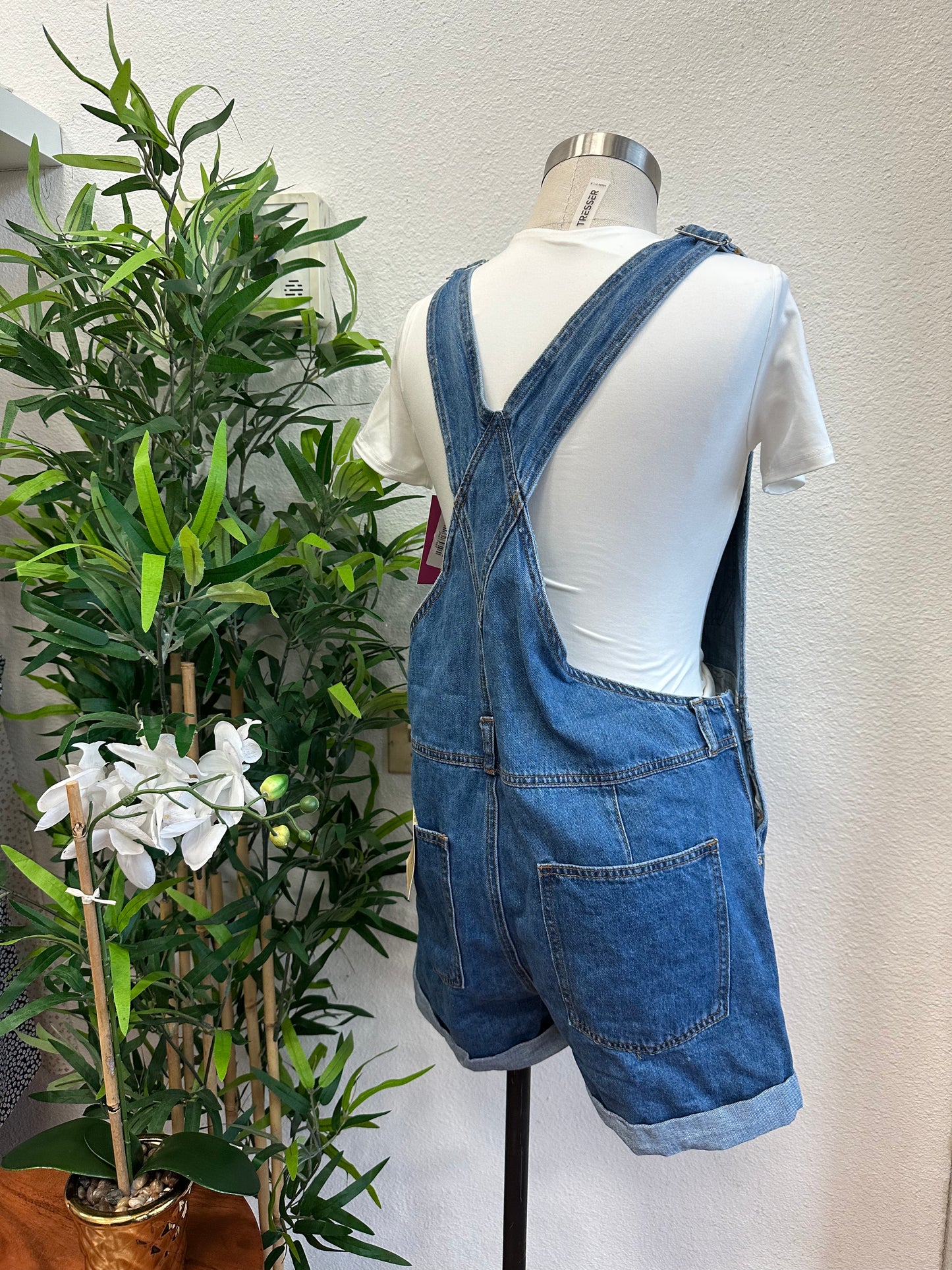 Relaxed Fit Denim Short Overalls