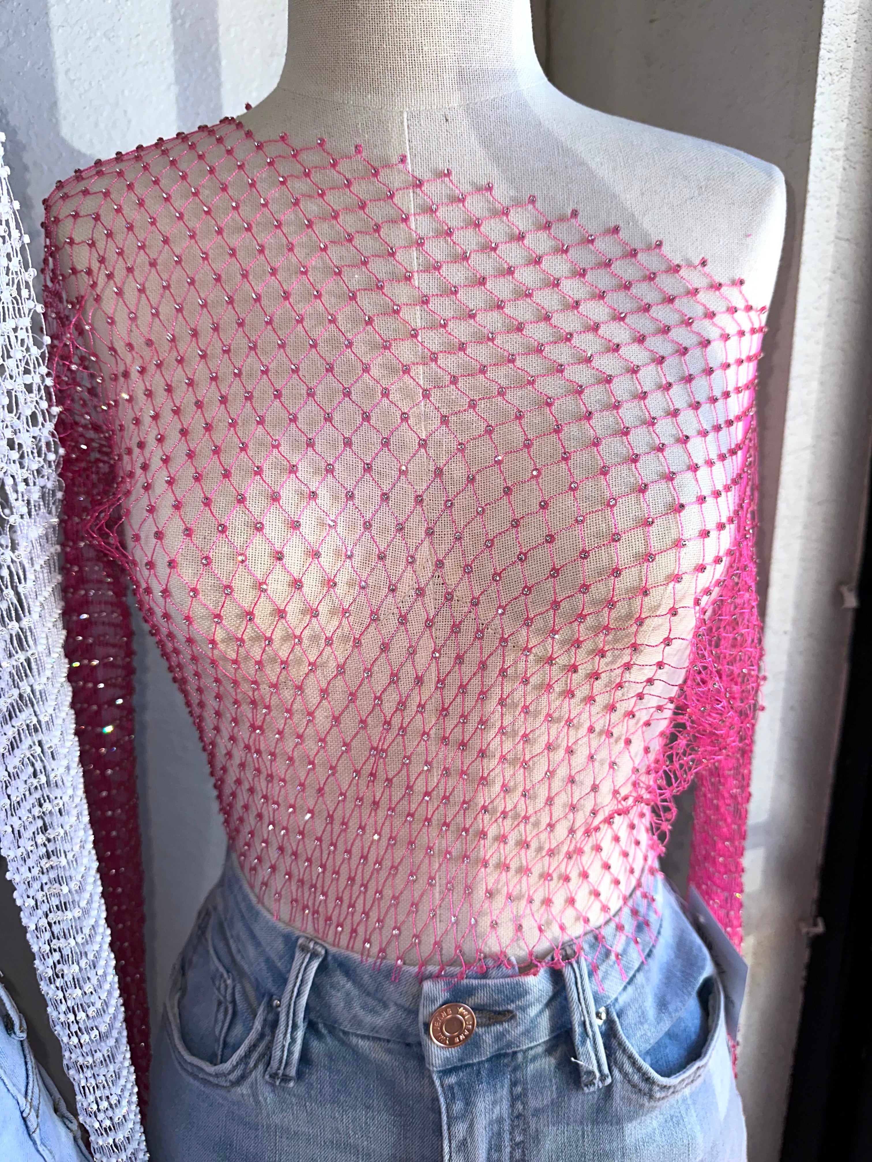 Rhinestone Fishnet Top (2 colors)