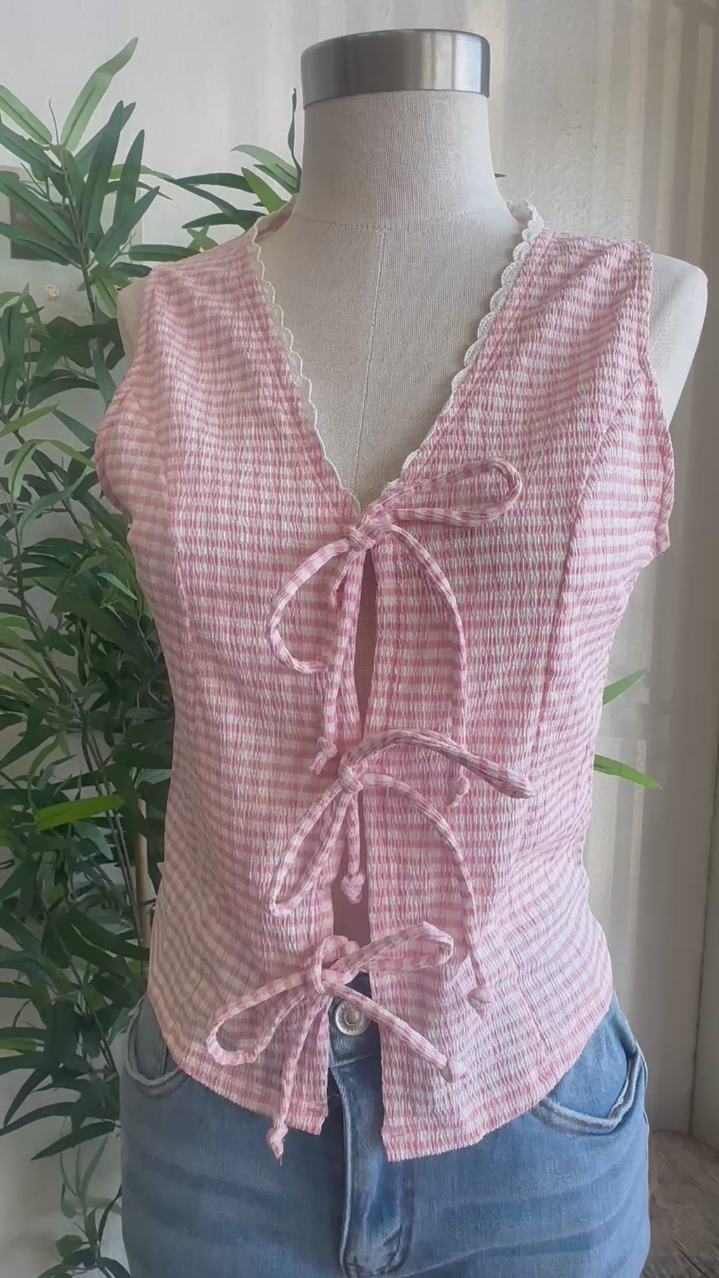 Lacey tie front top