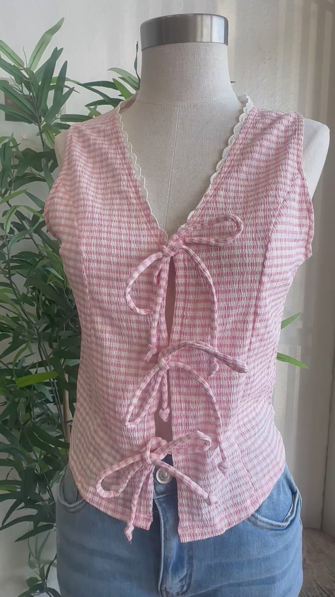 Lacey tie front top