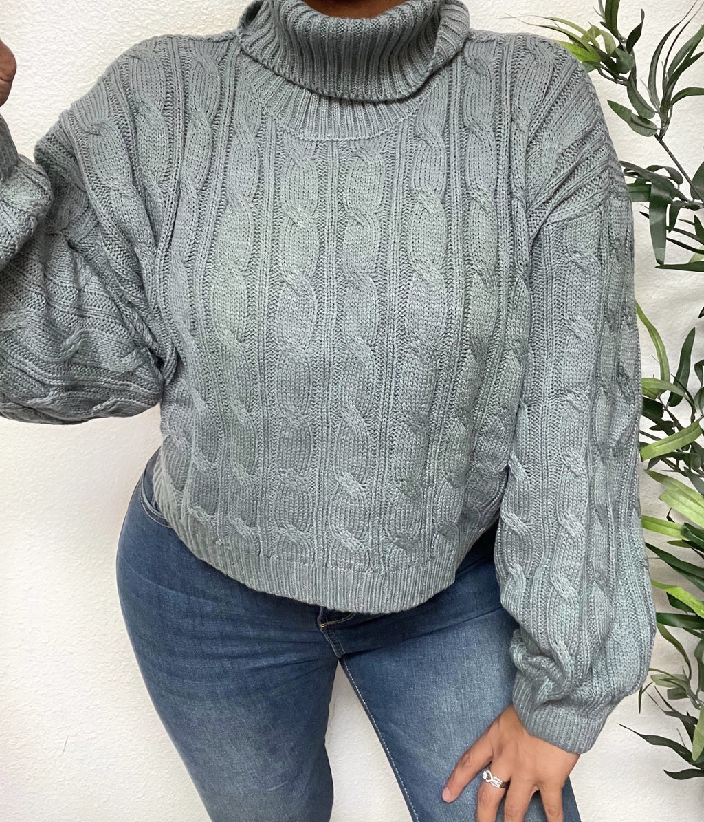 Snug knit sweater (steel blue)