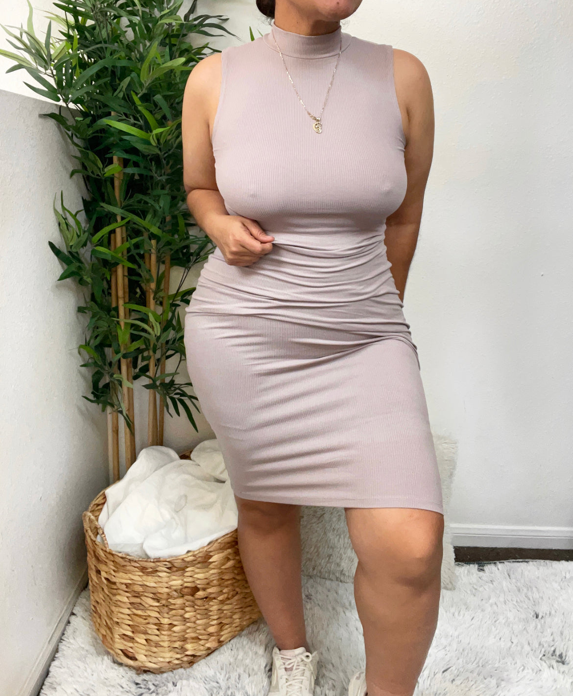 Essential mock dress (taupe)