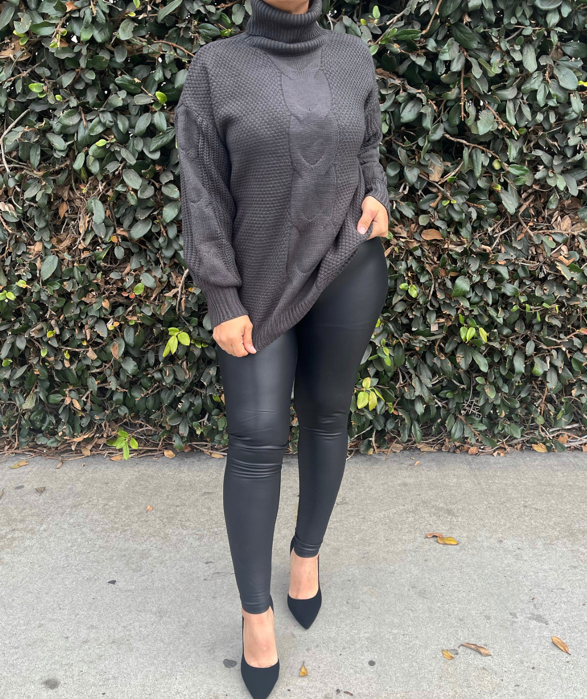 Missing you turtle neck knit sweater grey(21059)