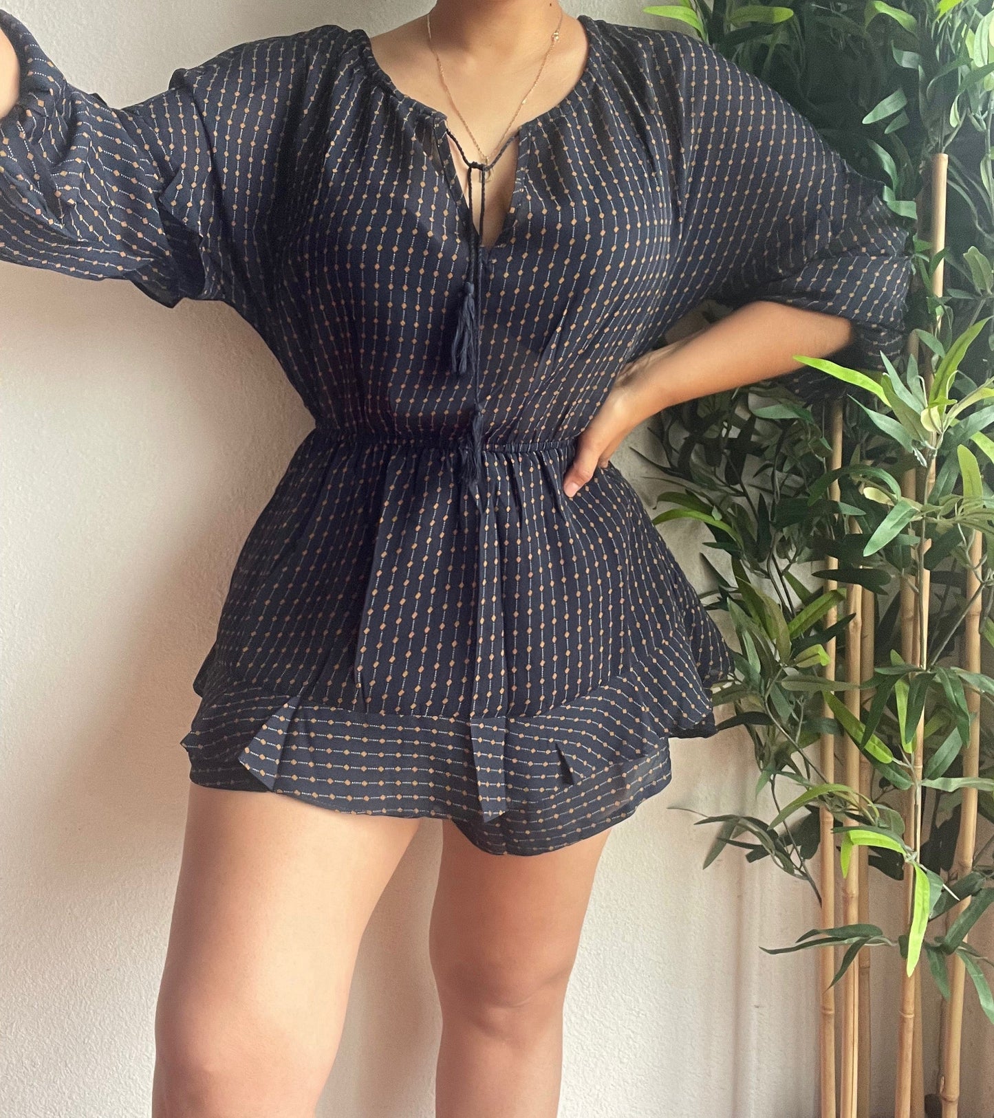 One and done romper(navy)