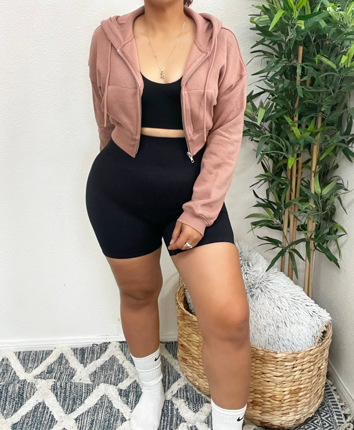 Material Girl Cropped Hoodie (Cocoa)