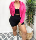 Material Girl Cropped Hoodie (Hot Pink)