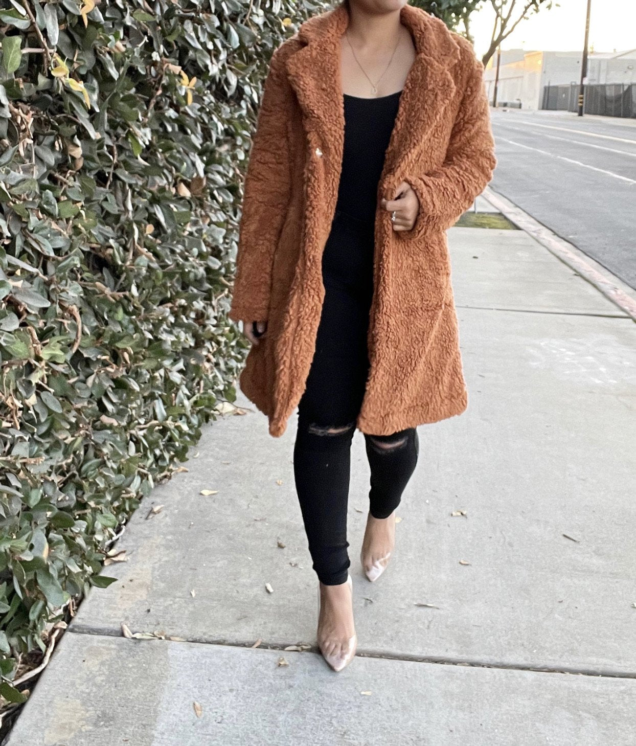 Teddy long coat (cinnamon)