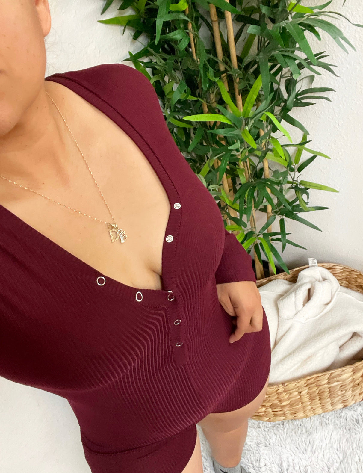 In the sheets romper (burgundy)