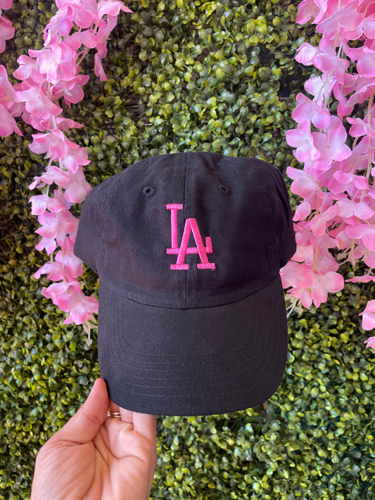 LA CAP (pink on black)