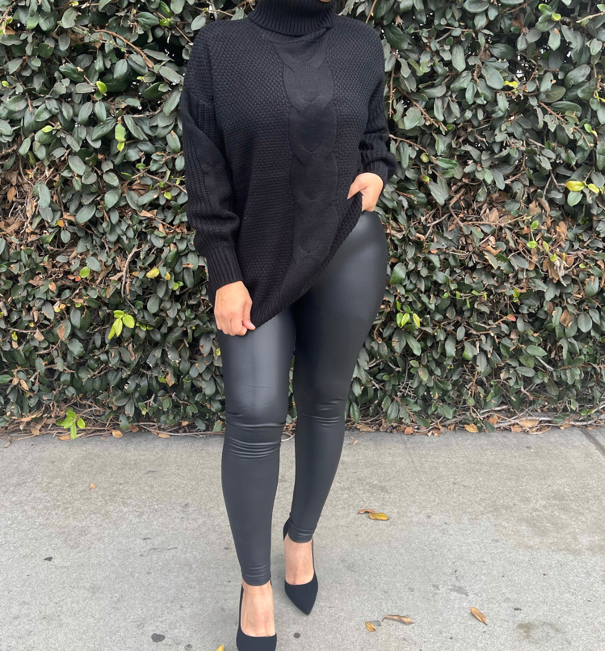 Missing you turtle neck knit sweater black(21059)