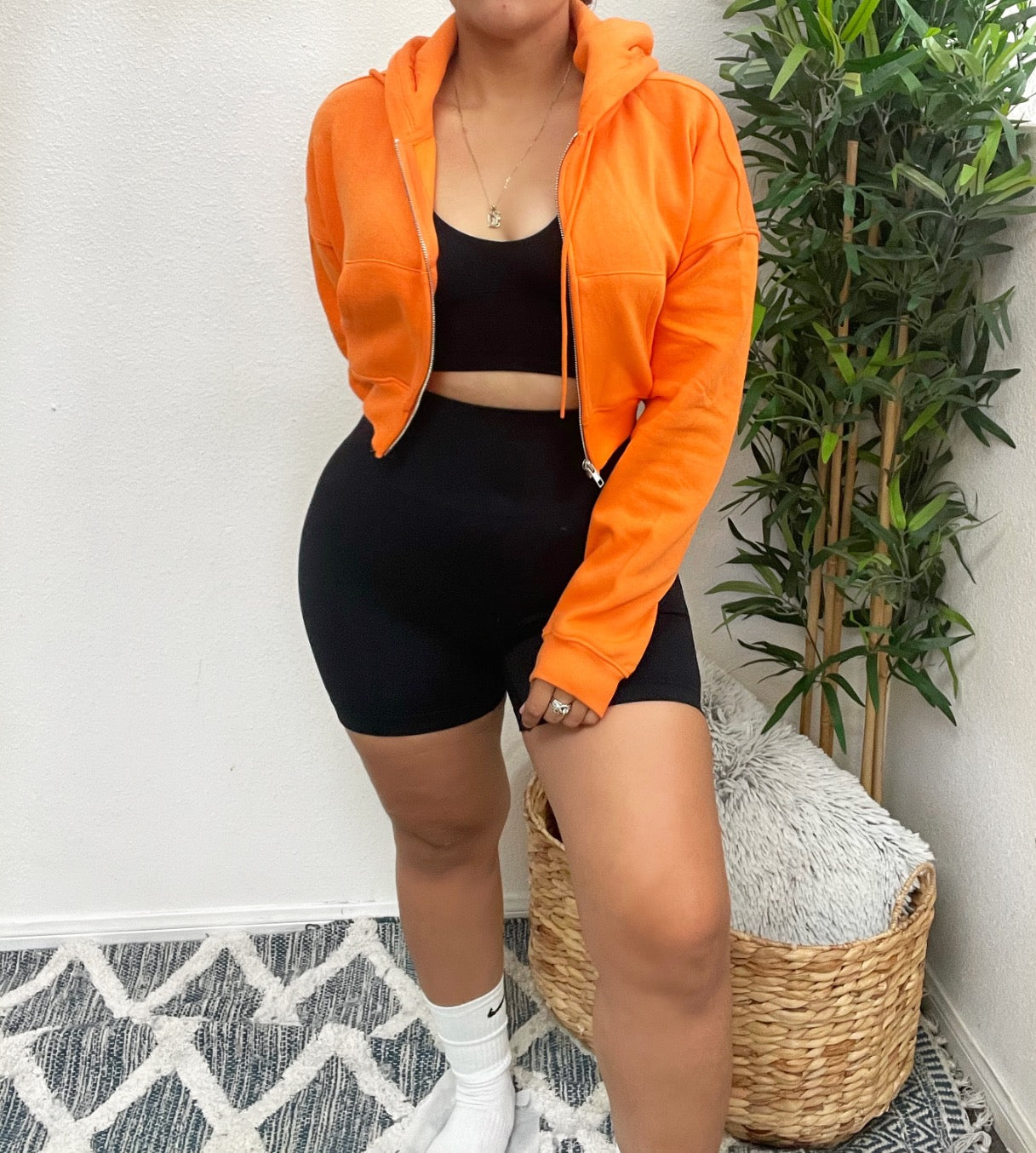 Material Girl Cropped Hoodie (Orange)